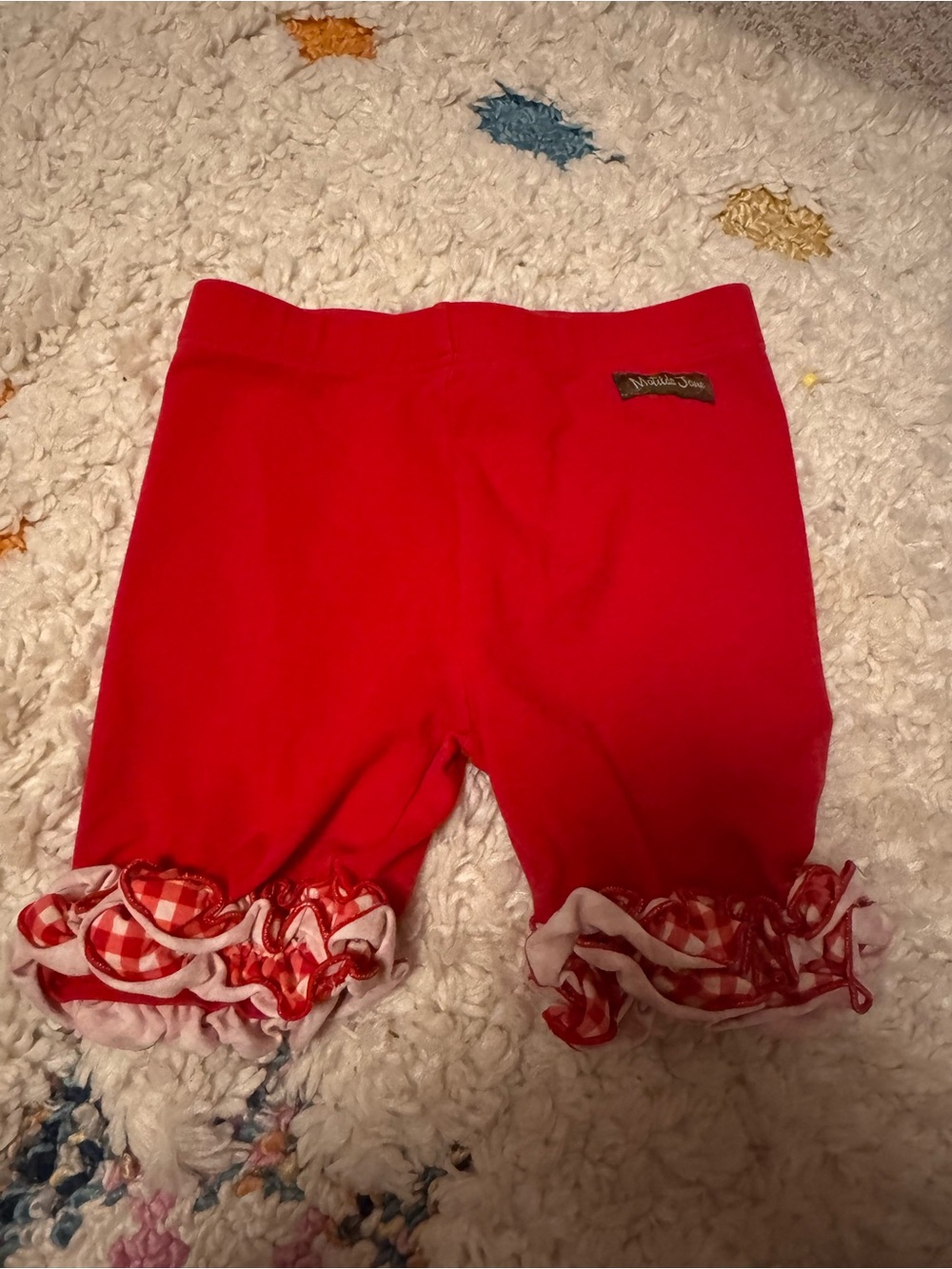 Kids Red Ruffle Hem Bottoms